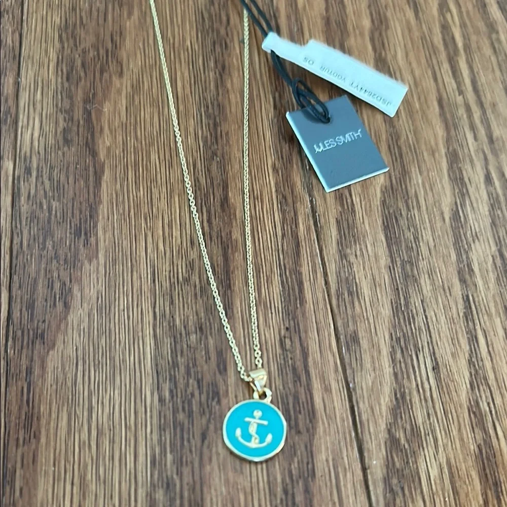 Jules Smith Gold and Turquoise Anchor Necklace NWT - Picture 1 of 8